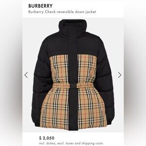 Burberry puffer coat (reversible)